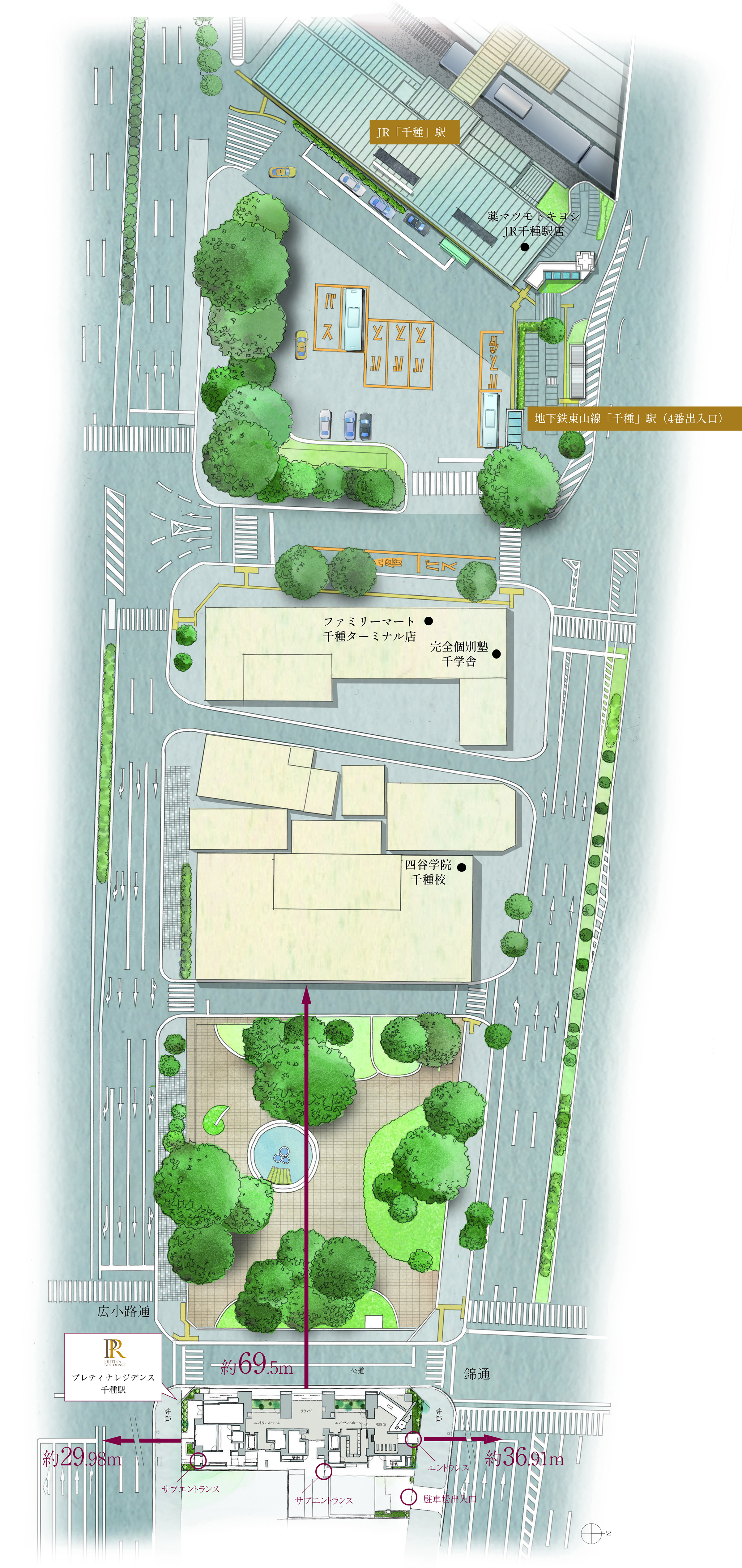 千種駅周辺真俯瞰イメージイラスト